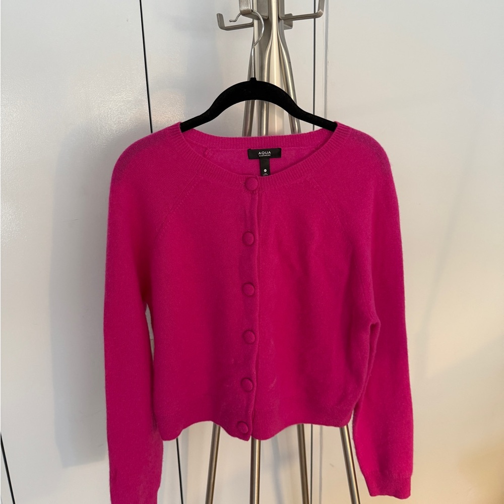 Aqua Cashmere Magenta Cardigan - Medium